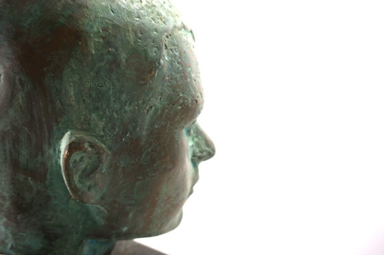 Image 1 of Set di due busti in bronzo su stele di granito di un allievo di Georg Kolbe, 1925