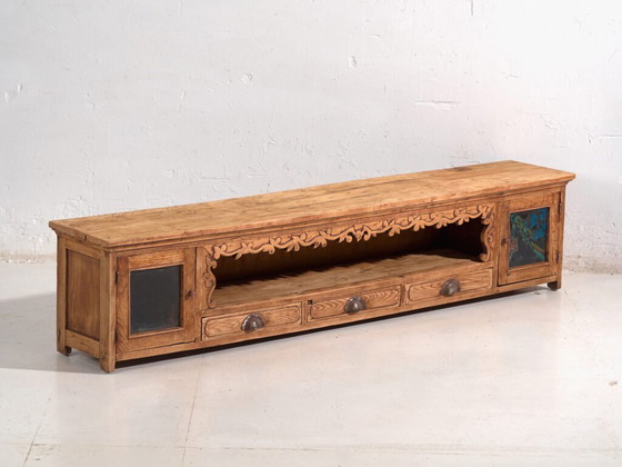 Credenza bassa antica in legno di pino – Cina, circa 1930 – Credenze con vetrina, Iron (photo 5 of 40)