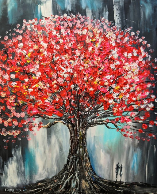 Evelina VINE - Histories Etched in Crimson - Artist's Painting – schilderijen tekeningen, Canvas