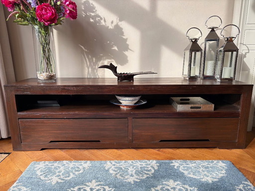 Teak-TV-Schrank mit 2 geräumigen Schubladen