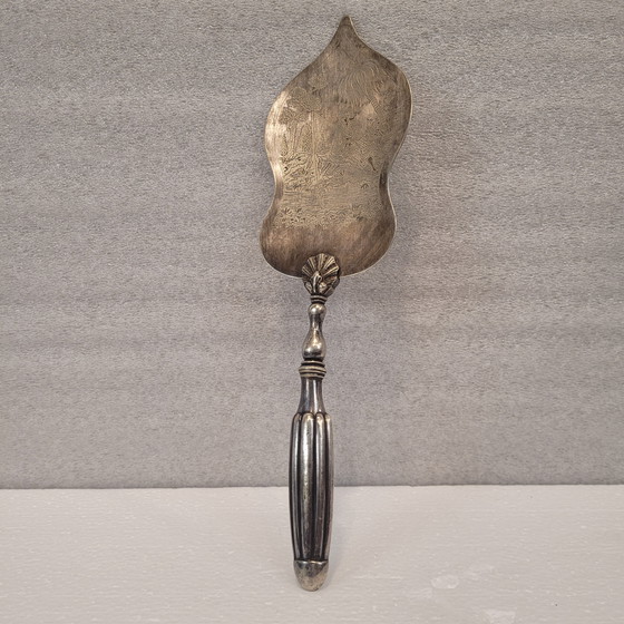 Image 1 of Serving Shovel, Engraved “Fisherman”, Silver Plate, Ff. Circa 1900 – France