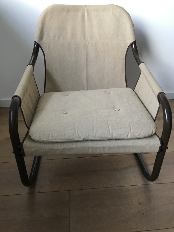 Image 1 of Mid - Century Bauhaus tubular canvas armchair by Tomas Jelinek by IKEA 1980s