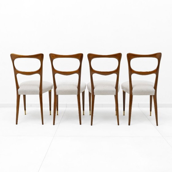 Image 1 of Attribuées à Paolo Buffa, chaises de salle à manger modernes du milieu du XXe siècle, années 1950, ensemble de quatre