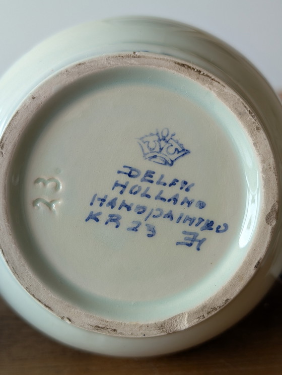 Image 1 of Juego de 4 jarrones de loza azul de Delft – pintados a mano, Holanda, siglo XX