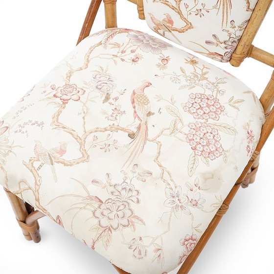 Image 1 of 4 Rattan and Fabric Chairs by Achille Ripamonti, 1980s