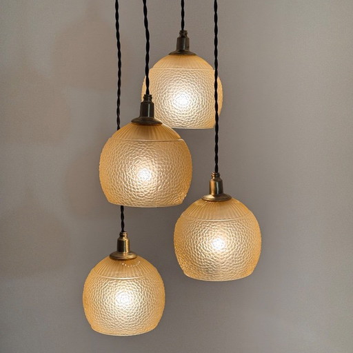 ANCIEN LUSTRE CASCADE 4 FEUX VINTAGE