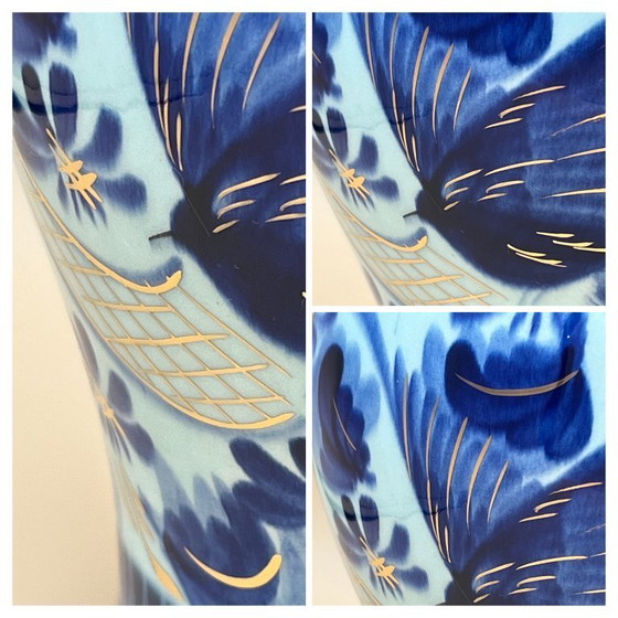 Image 1 of H. Bequet, Jarrón de jengibre, Azul vibrante con detalles dorados, Espectacular