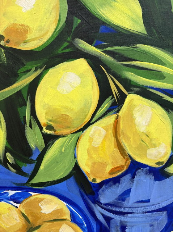 Image 1 of Pintura acrílica del artista E. García "Té de limón" 100x70