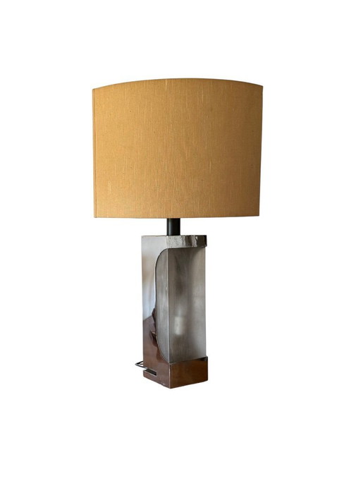 Hollywood regency chromed table lamp base, Luci Milano Italy, 1970s
