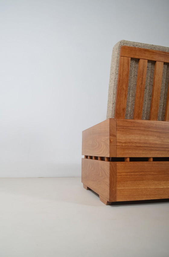 Image 1 of Set Brutalistische zetels in massief hout, jaren '70