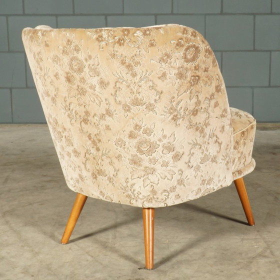 Image 1 of Fauteuils de cocktail vintage – velours beige – années 1960