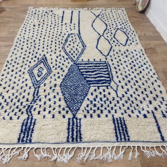 Image 1 of Abstract Blue Moroccan Berber Rug – Abstract Blue Moroccan Berber Carpet | 287 × 195 cm