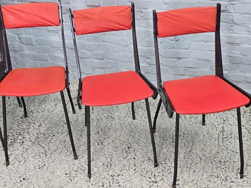 Sedie da pranzo italiane di design di metà secolo, produzione Brianza, set di 6, Italia, fine anni '50