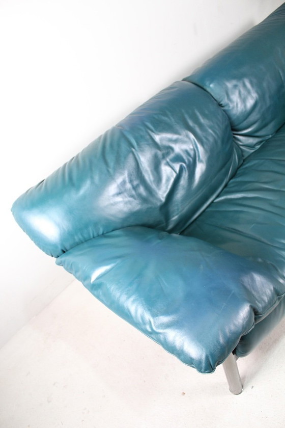 Image 1 of Divano vintage in pelle blu di design italiano