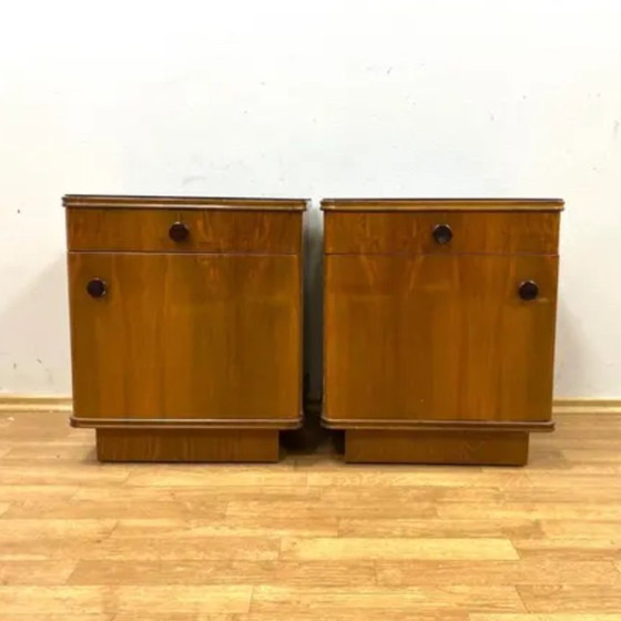 Image 1 of Set di 2 comodini retrò, legno impiallacciato, anni '60
