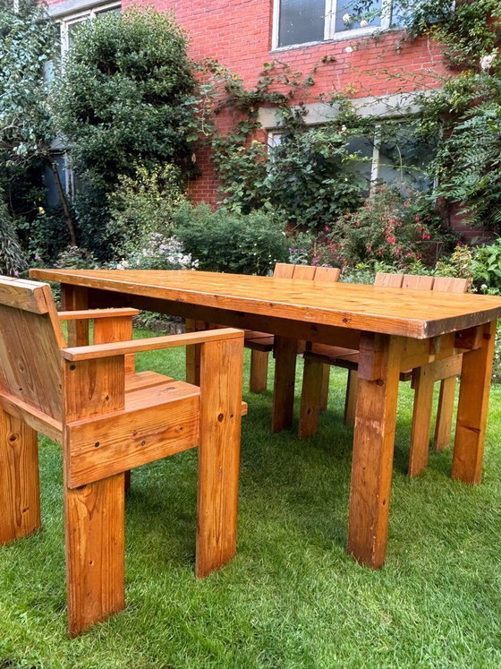 Rustic Wooden Dining Table Incl 4 Crate Chairs – Dining set (photo 3 of 6)