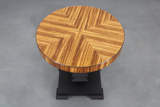Image 1 of 980s Czechoslovakian Cubist Style Side Table, Veneer and Solid Wood