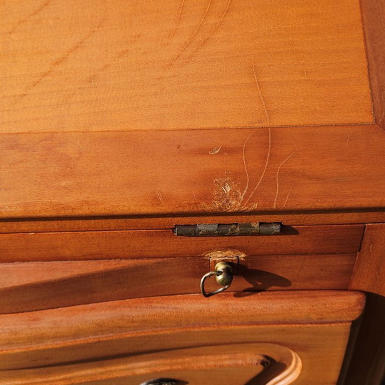 Image 1 of Vintage secretair bureau/kantoorkast/ladekast van kersenhout in Louis XV-stijl - jaren 80