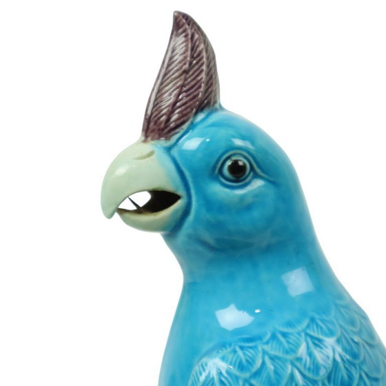 Image 1 of Paire de perroquets émaillés turquoise