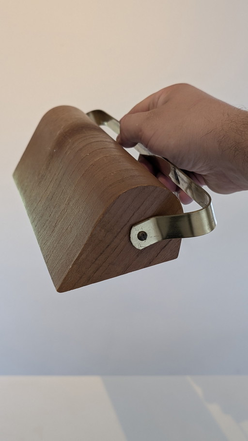 Vintage Swedish bedside wall lamp in teak and brass 1960's