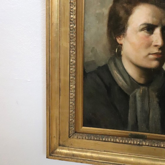 Image 1 of Oil Painting on Canvas, Female Portrait Signed Nazzareno Sidoli