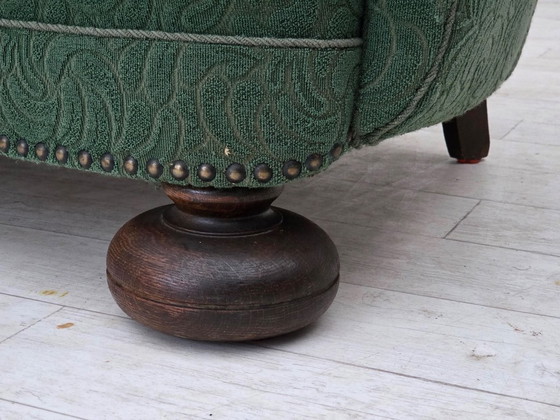 Image 1 of Divano danese a 3 posti, anni '60, lana verde, legno di quercia.