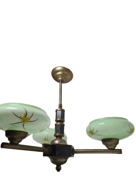 Bakelieten kroonluchter in art-decostijl, Polen, jaren 1950 – Glass, Metal (photo 13 of 14)