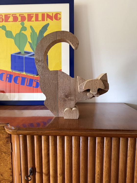 Image 1 of Bottega Michelangeli, Scultura in legno di gatto, Orvieto Italia anni '70