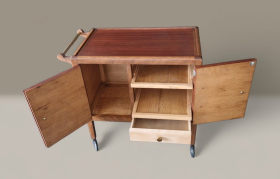 Image 1 of Desserte roulante Art Déco à plateau amovible – Ateliers Gauthier-Poinsignon Nancy, circa 1930