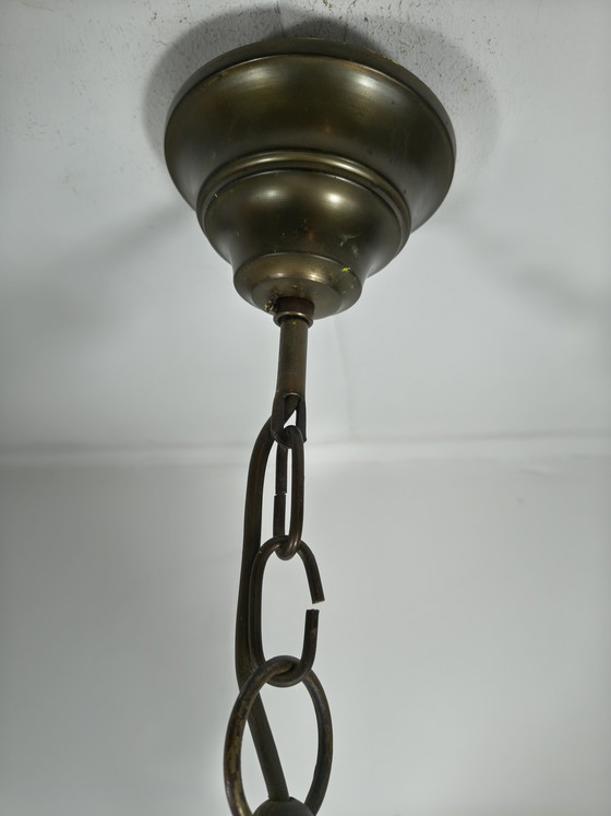 Image 1 of Lampada a sospensione vintage con paralume in vetro opalino, anni '70/'80