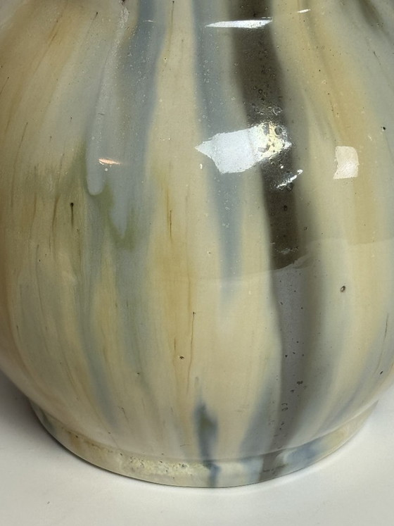 Image 1 of Pichet vintage en céramique émaillée multicolore brillante avec poignée, conçu par Eugene Losson pour Bouffioulx, années 1960.