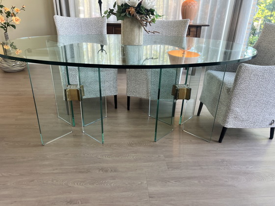 Image 1 of Ghyczy Glazen eettafel, ovaal. Merk Ghyczy