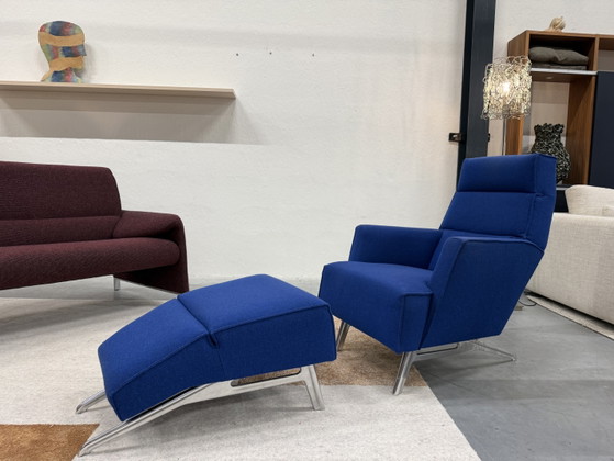 Image 1 of Design on Stock Solo fauteuil met Hocker blauw stof 