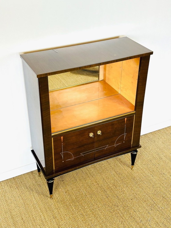 Image 1 of Art Deco vitrinekast van walnoothout, 1950
