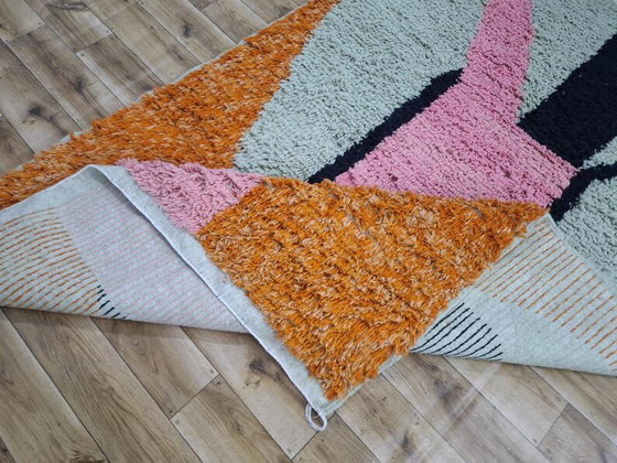 Image 1 of Tapijt van puur wol, handgeweven in de traditionele Marokkaanse stijl, 200 x 400 cm