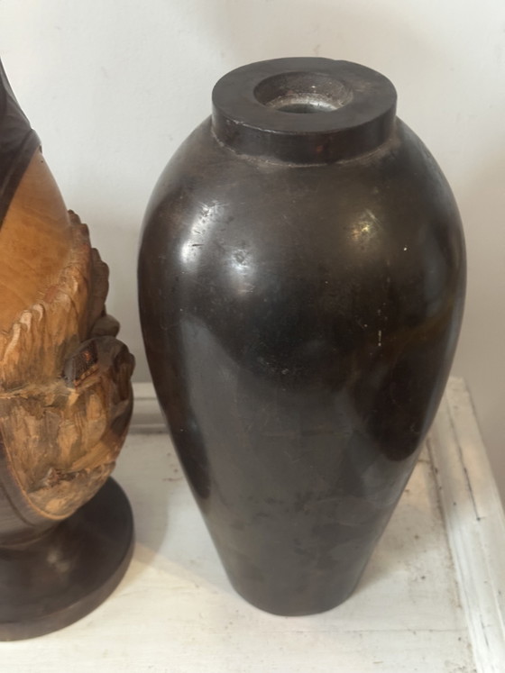 Set di 5 vasi/portacandele in legno vintage di metà secolo – Artisanat mid-century, Oggetti decorativi, Wood (photo 9 of 15)