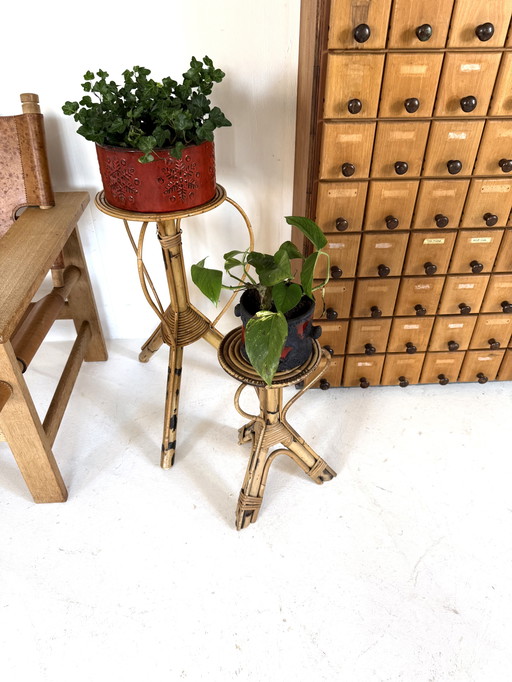 2x maceteros de ratán vintage, Rohé Noordwolde '60