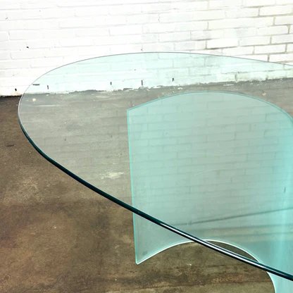Tavolo da pranzo ovale in vetro, design italiano, metà secolo '80 – Tavoli da pranzo, Glass (photo 8 of 9)