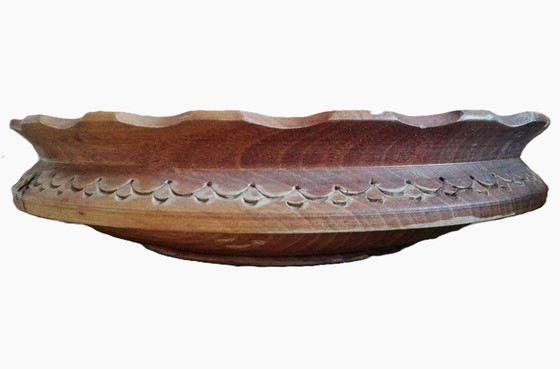 Image 1 of Vintage Hand Carved Wooden Bowl, Dish, Plate 