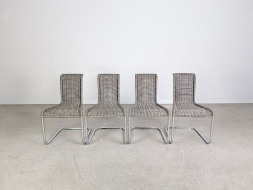 Conjunto original de 4 sillas cantilever Tecta B20 Jean Prouve, gris