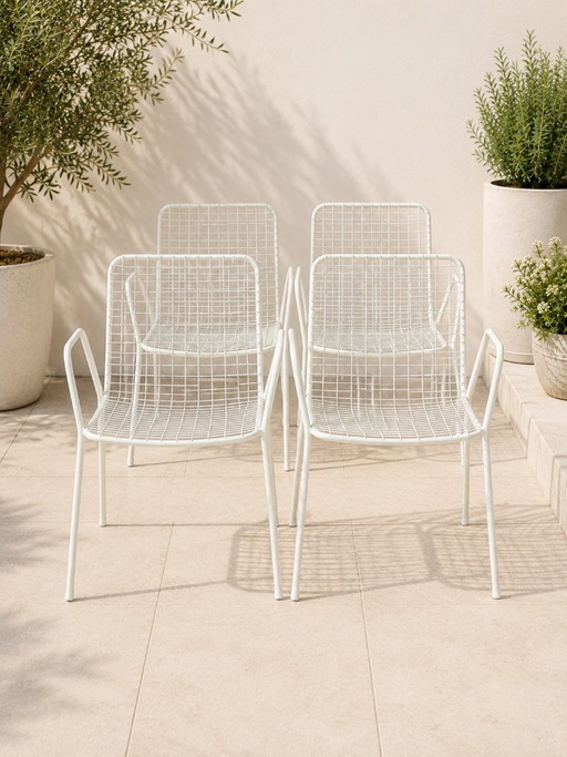 4 Vintage draadstoelen EMU Rio Italië – tuinstoelen uit de jaren 60