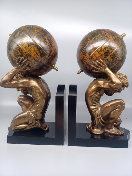 Image 1 of Pair of Titans Atlas bookends