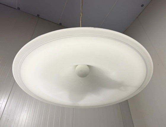 Image 1 of Vistosi Italy large white glass pendant lamp 1960's