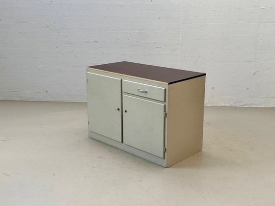 Vintage Sideboard – Industrial Design, Grey & Brown – Wood (photo 8 of 12)