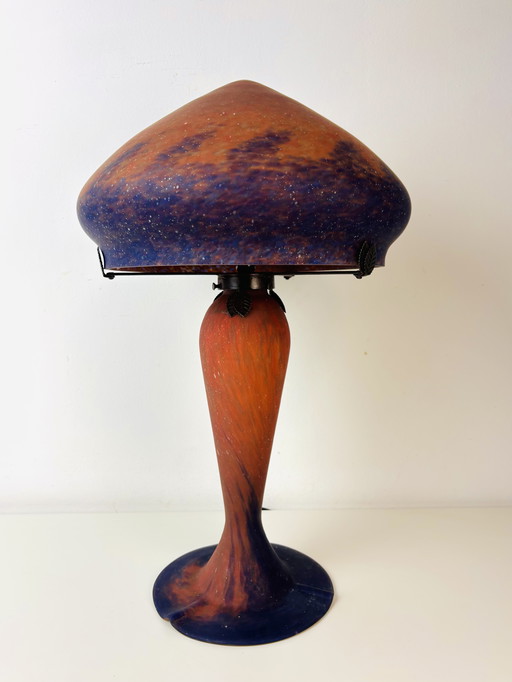 Französische Jugendstil-Pilzlampe pate de verre