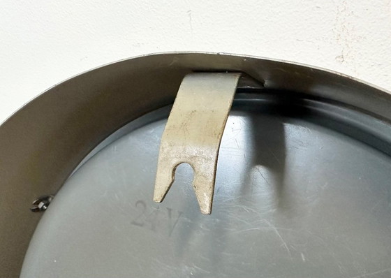 Image 1 of Grey Industrial Factory Wall Clock from Pragotron, 1960s