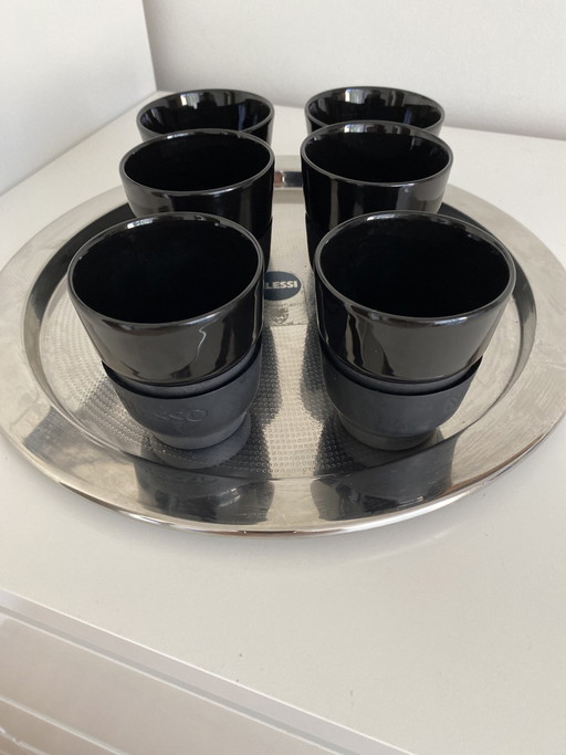 6 tazze da caffè Nespresso nere con elastico per una presa salda