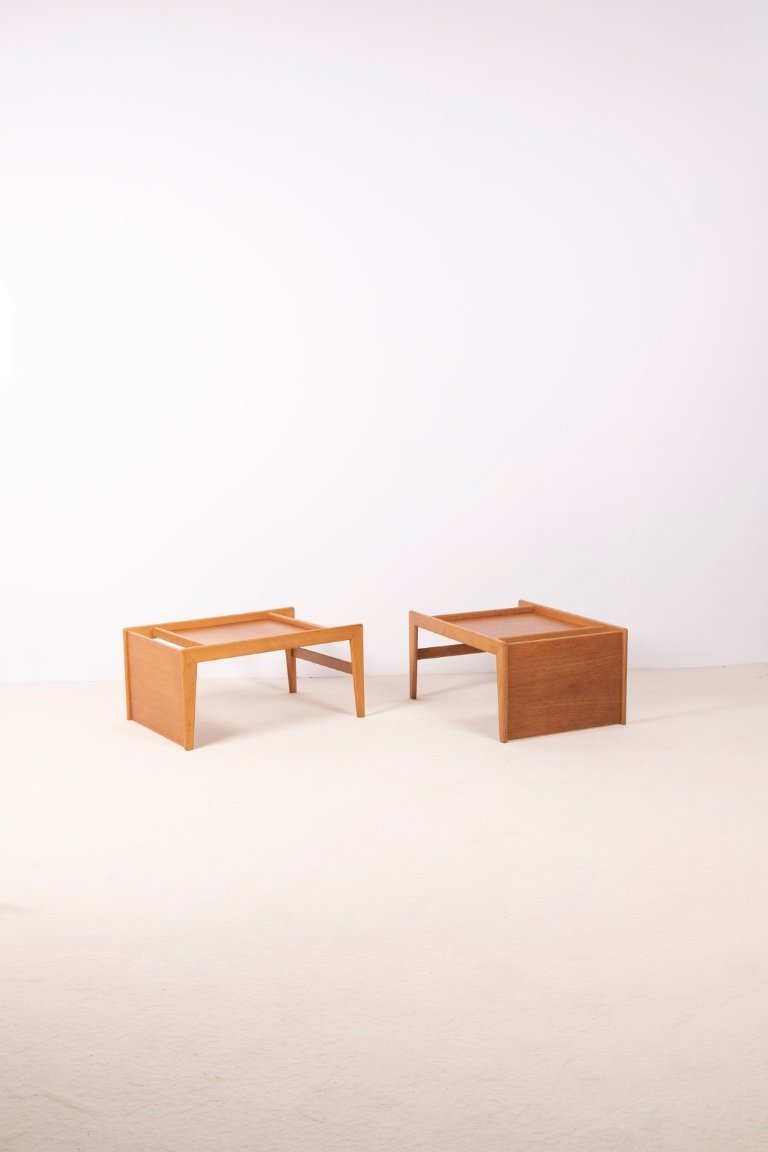 2x Yngvar Sandström TrSide Tables Nachtkastjes, jaren 1960 Zweden