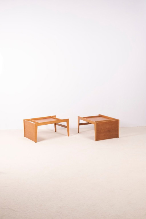 2x Yngvar Sandström TrSide Tables Nachtkastjes, jaren 1960 Zweden
