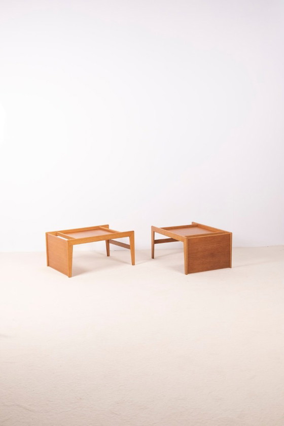 Image 1 of 2x Yngvar Sandström TrSide Tables Bedside Tables, 1960s Sweden